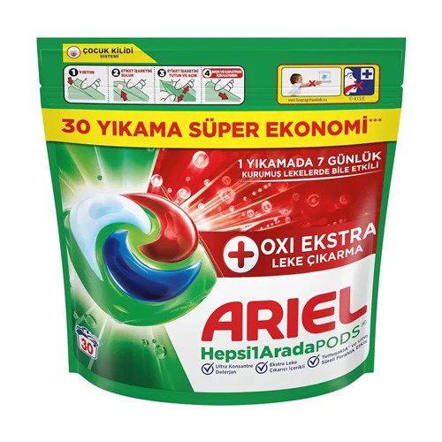 قرص ماشین لباسشویی بالشتکی 30عددی آریل مدل oxi extra