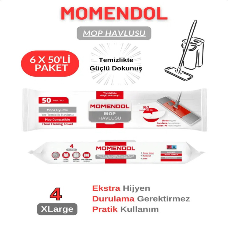 دستمال مرطوب مخصوص تی مومندل MOMENDOL رایحه صابون سفید ۵۰ عددی
