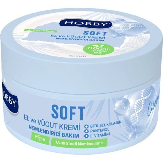 کرم دست و صورت و بدن هوبی HOBBY soft حاوی روغن جوجوبا 250 میل(واردات قانونی ارسال از منطقه آزاد ارس)