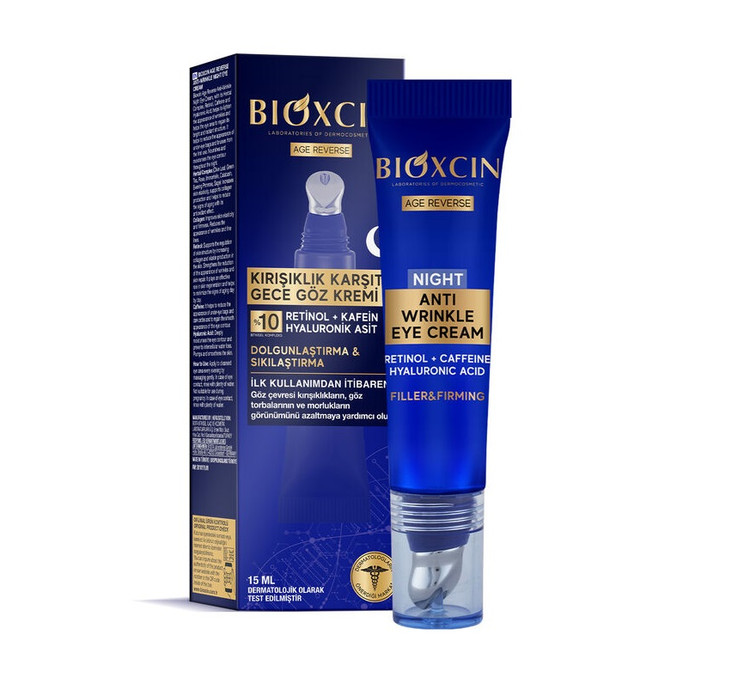 کرم دور چشم بیوکسین Bioxcin ضد چروک و جوانساز ویژه شب مدل AGE REVERSE حجم 15 میل